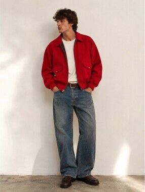 Vintage Made in USA Red Wool Bomber Jacket | Plaid Lined L